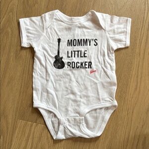 Gibson White Baby One Piece - Mommy's Little Rocker Cotton Size 6-12 Months